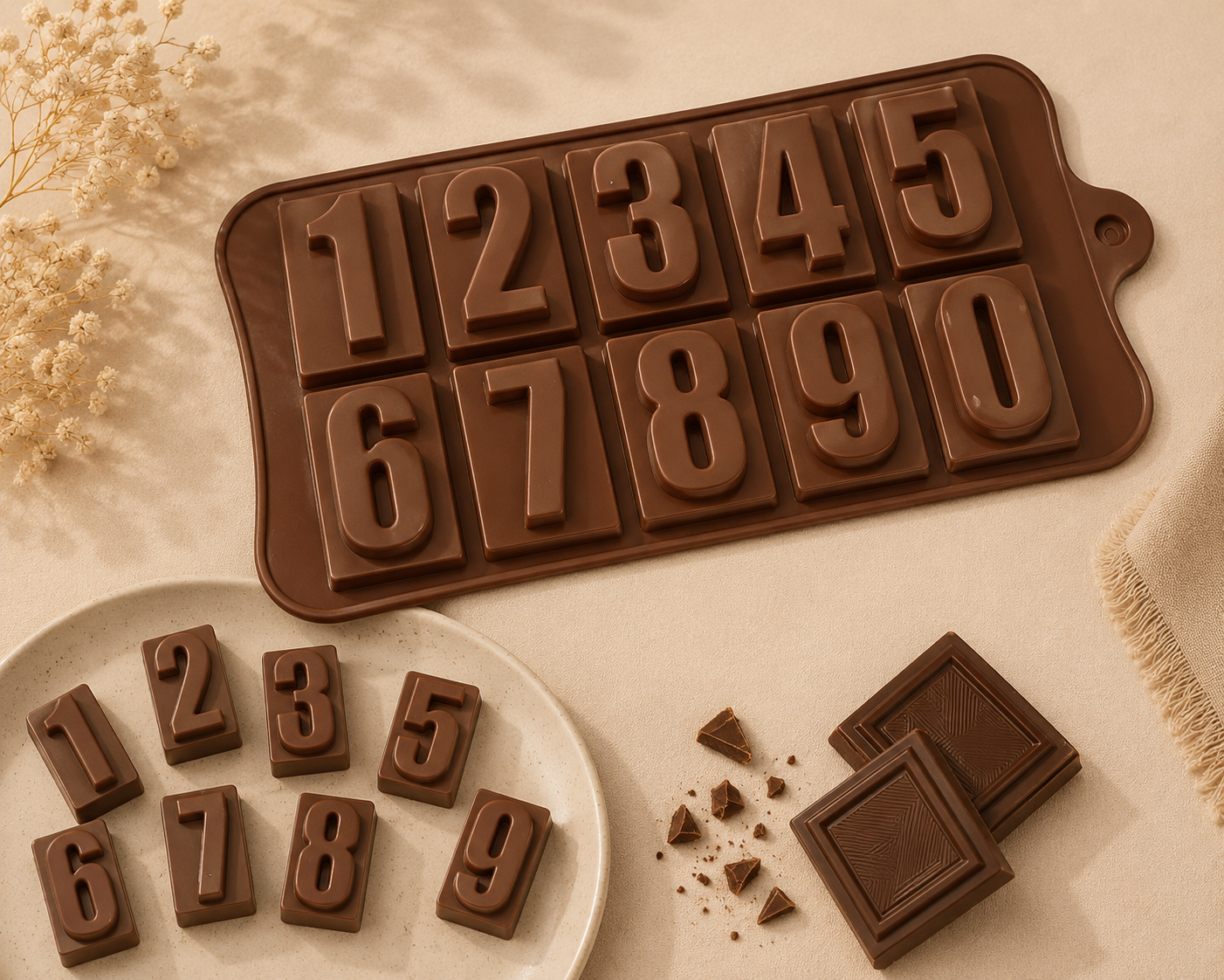 قالب شکلات سلیکونی طرح اعداد انگلیسی