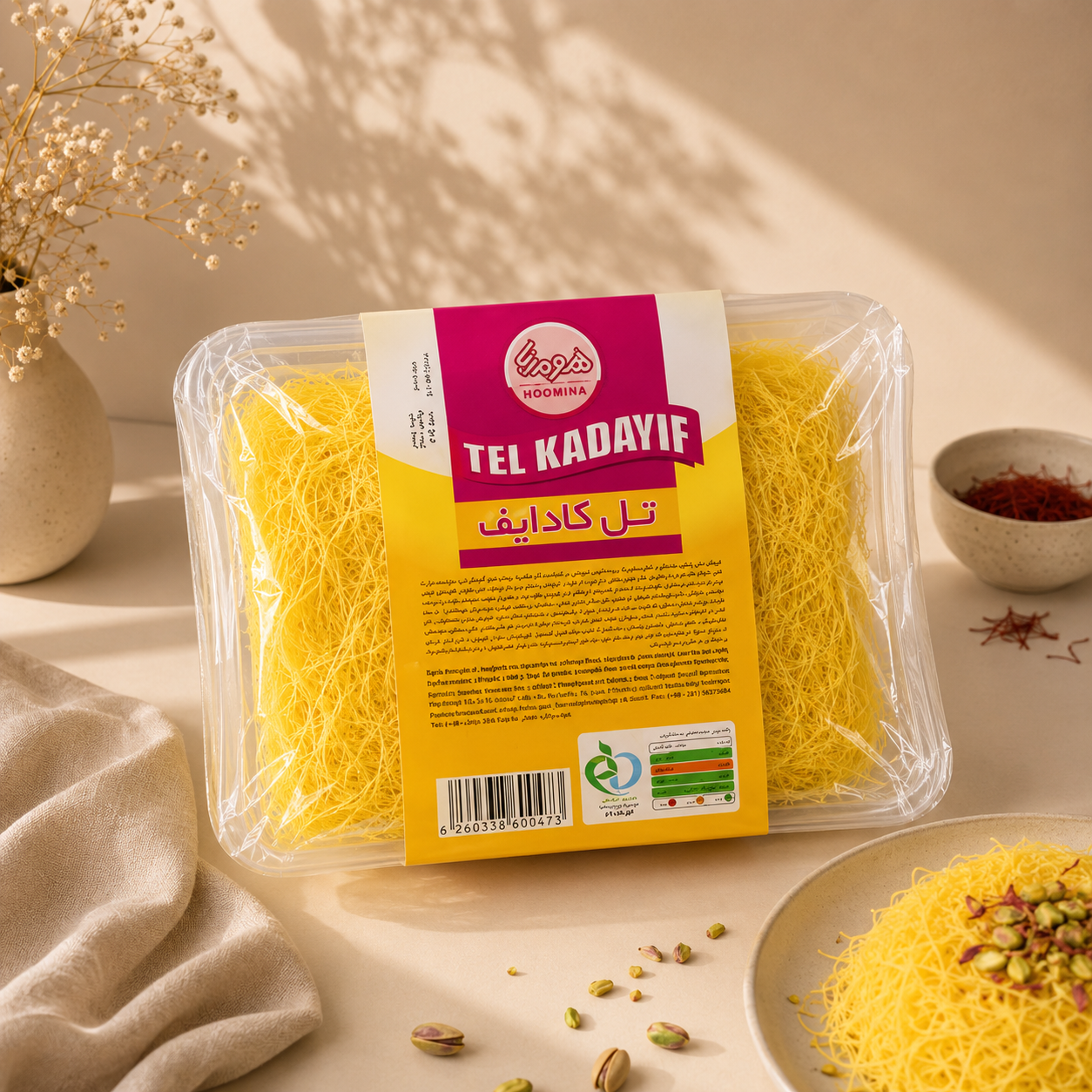 رشته کادایف تر زعفرانی ۵۰۰ گرمی هومینا
